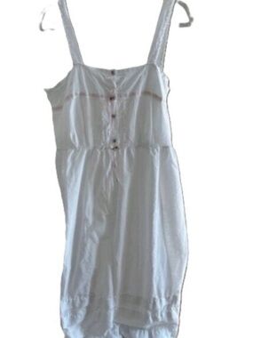 Vintage White Pink Lace Nightgown Women's M Cottagecore Coquette Sleep Dress